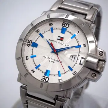 305 작동 TOMMYHILFIGER 남성용 데이트 실버 시계 타미힐피거