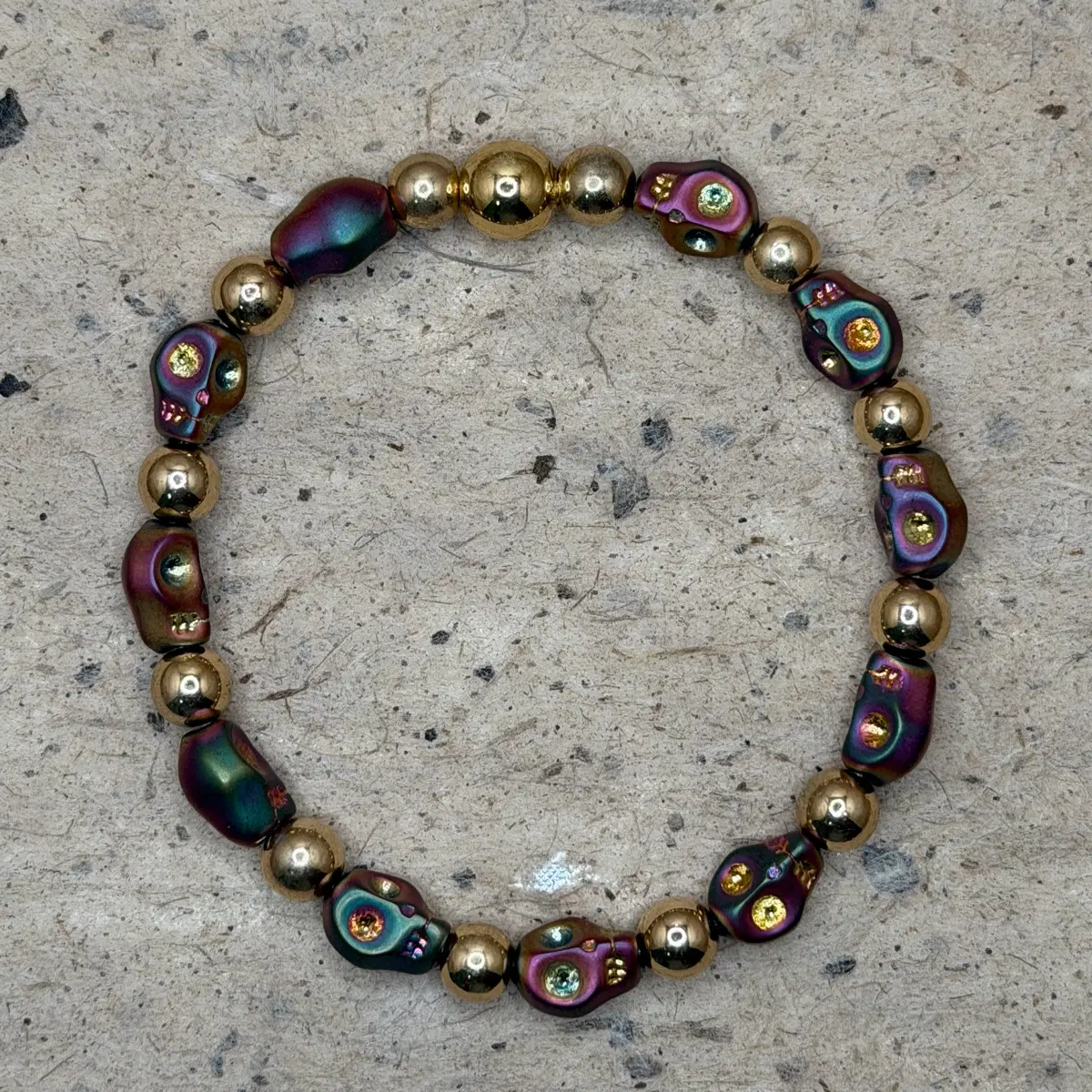 Hematite Skull Bracelet #4