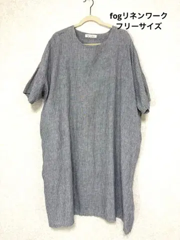 린넨 fog linen work 스트라이프 반팔 원피스 포크린넨워크