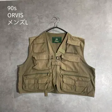 90s ORVIS 낚시용 조끼 다기능 포켓 아웃도어 베이지 L