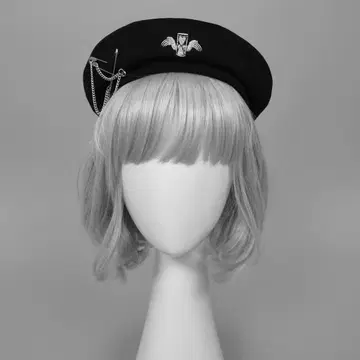 DimMoire 로고 자수 스웨이드 베레모 [ Black ]