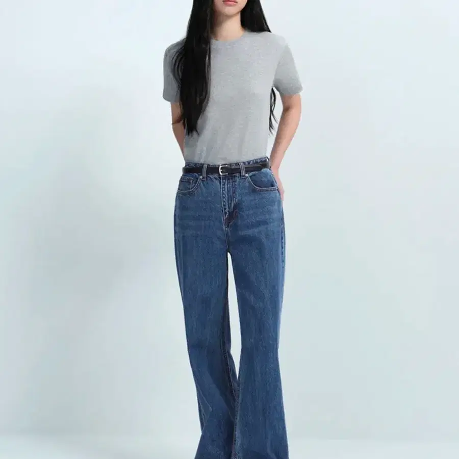우먼즈 와이드 데님 팬츠 [미디엄 인디고] 25
