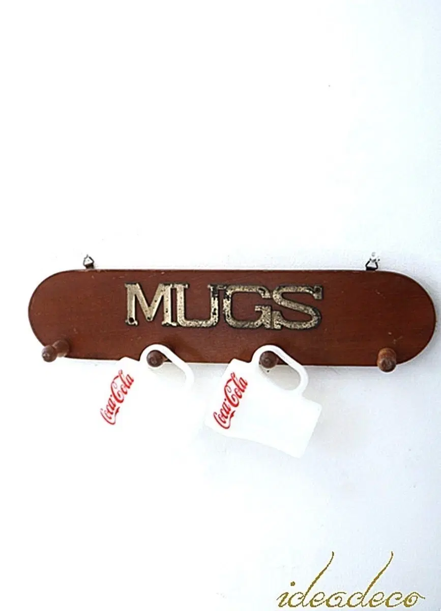 빈티지 머그컵 4개를 걸수 있는 우드 MUGS 훅