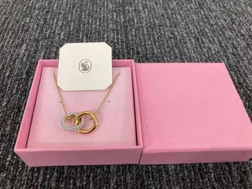 SWAROVSKI 목걸이 골드 더블 링 박스 포함
