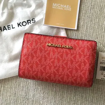 새상품 마이클코어스 MICHEAL KORS 이단 접이식 지갑 레드