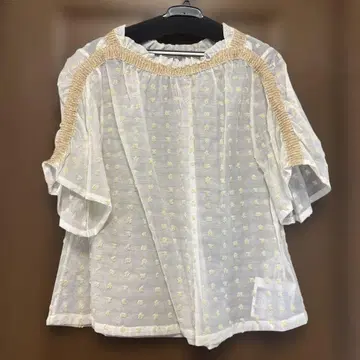 TSUMORI CHISATO 반팔 블라우스 도트 무늬 골드 장식