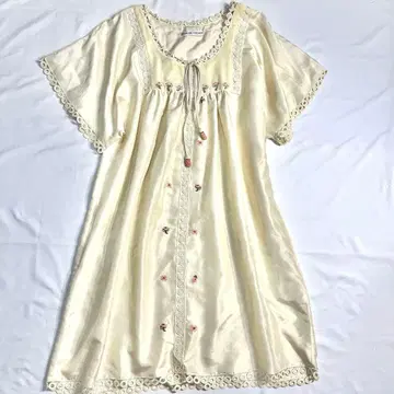 레어, 실크 TSUMORI CHISATO 수제 자수 서클 레이스 원피스