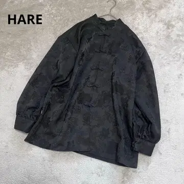 새상품급 하레 자카드 차이나 블라우스 셔츠 블랙