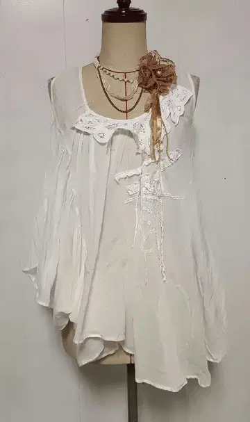 sunao kuwahara 레이스 포함 코튼 튜닉 모리걸 그런지