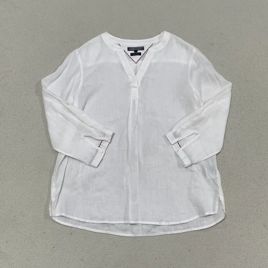 4SIZE 타미힐피거 퓨어 린넨 헨리넥 블라우스 0709-2