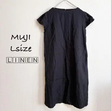 무인양품 린넨 프렌치 슬리브 원피스 MUJI 네이비 L 사이즈