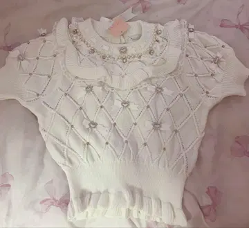 LIZ LISA 메니 비쥬 리본 다이아 니트탑 미사용 새상품