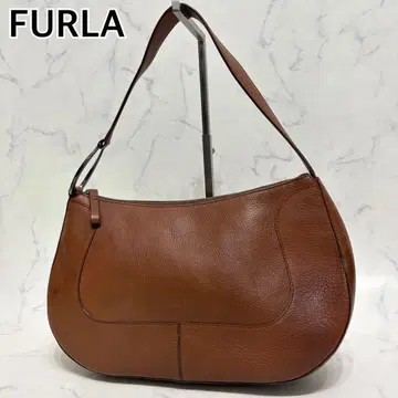 FURLA 올 가죽 천연 가죽 호보 초승달 브라운 숄더백