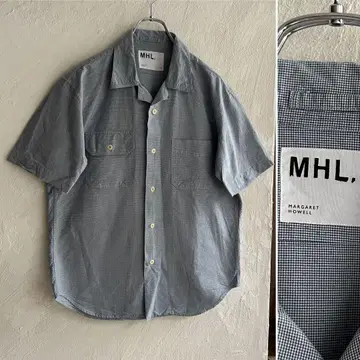 새상품급 MHL. 오픈 카라 셔츠 네이비 마가렛호웰
