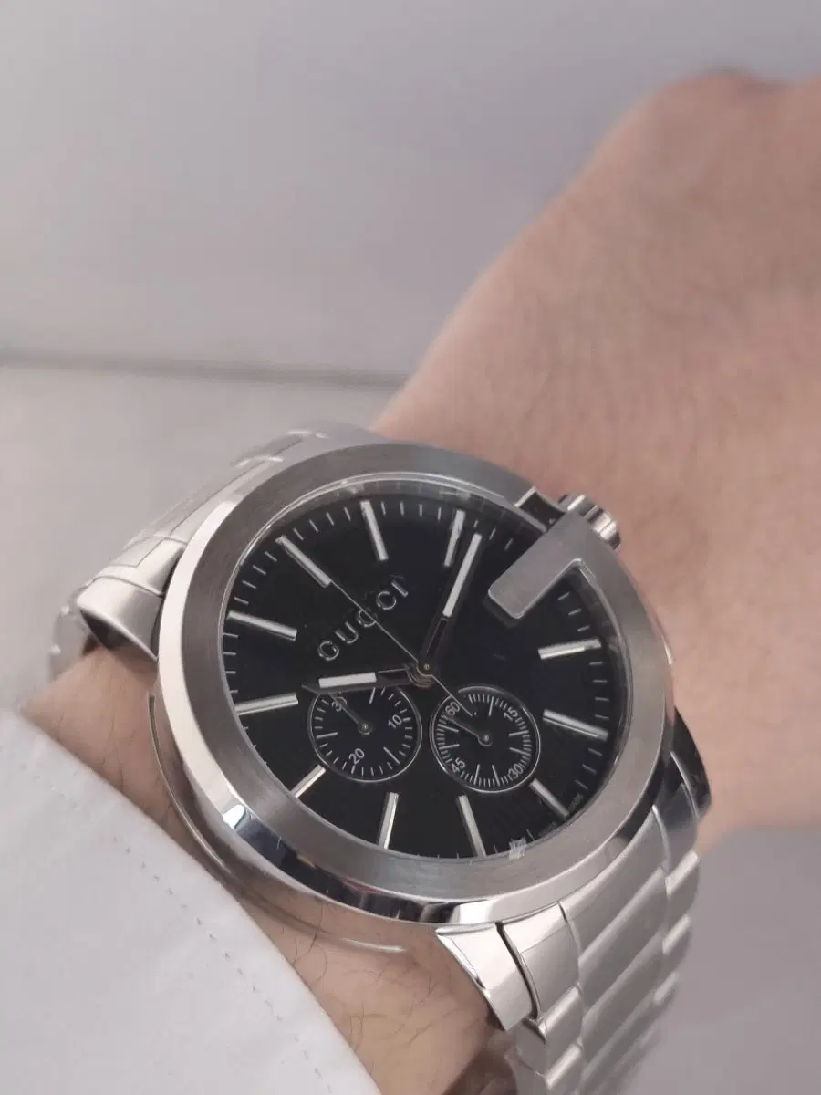 구찌 G-크로노 44mm 스틸 블랙 워치 YA101204