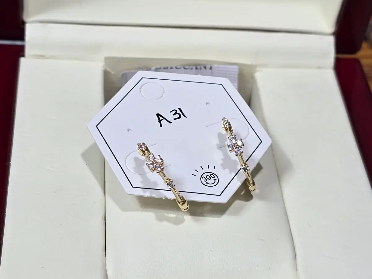 A31 큐빅 원터치 링 귀걸이