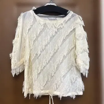 TSUMORI CHISATO 반팔 블라우스 프린지 화이트