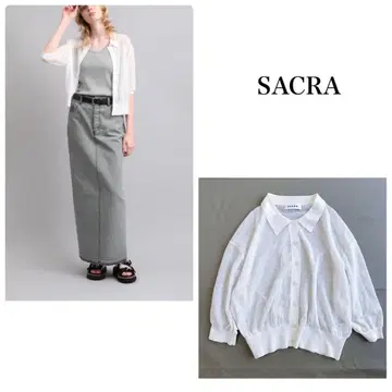 SACRA 현행 린넨 혼방 멜란지 폴로 가디건 26ss