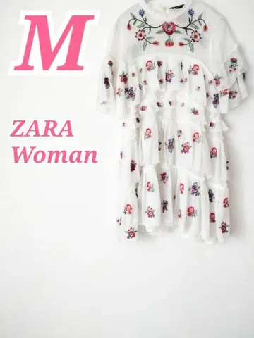 ZARA Woman 자수 티어드 블라우스 화이트 깔끔한 코디 오피스