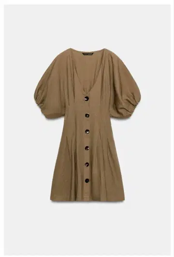 ZARA 린넨 미니 원피스 택 포함 새상품 M 브라운