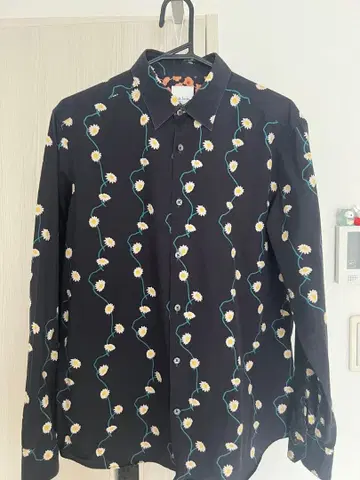 Paul Smith 긴팔 셔츠 꽃무늬 데이지 패턴 블랙 L