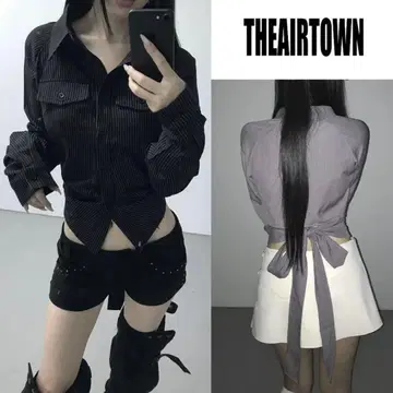[ THEAIRTOWN ] BLACK 2가지 색상 스트랩 셔츠 시즈니룩