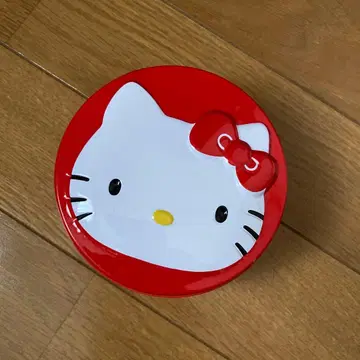 [중고] Hello Kitty 얼굴 원형 캔 케이스 소품함 레트로
