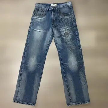 00s nero TRUE VINTAGE 워시드 데님 용 일본풍 패턴