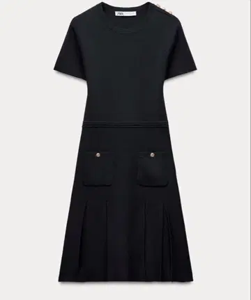 ZARA 박스 플리츠 니트 미니 원피스 XS