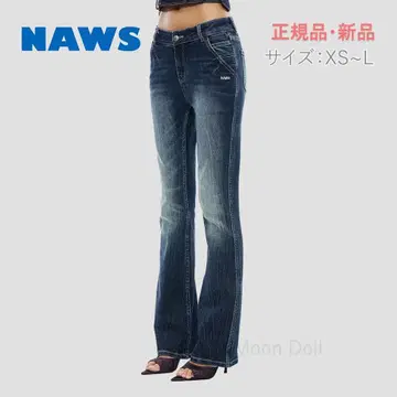 NAWS 화이트 아이스 워시 데님 슬림 스트레이트 팬츠 여성용