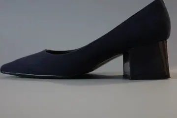 ZARA 네이비 스웨이드 느낌 와이드 힐 펌프스 36 사이즈