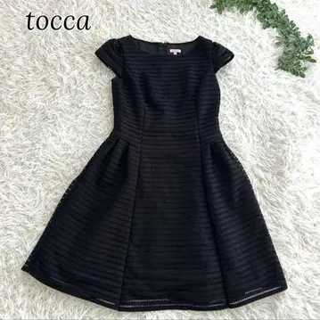 Tocca 비침 레이스 하프 슬리브 플레어 무릎 기장 원피스 빅 사이즈