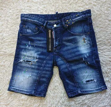 DSQUARED2 데님 숏팬츠 50 페인트 가공 이탈리아제 세탁 완료