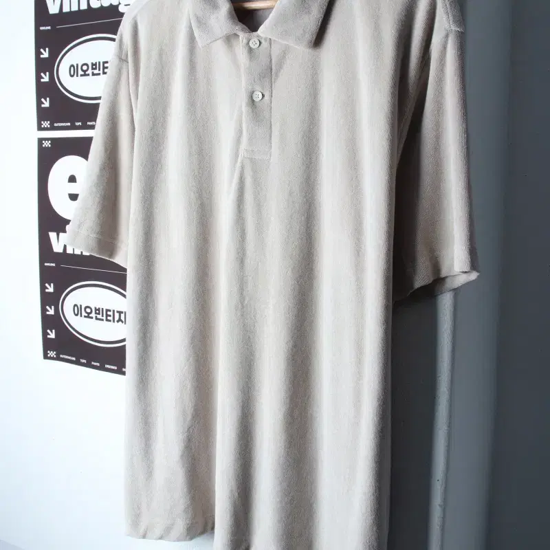 (L-XL) 무신사 스탠다드 반팔 카라 티셔츠 부클 베이지-H34818