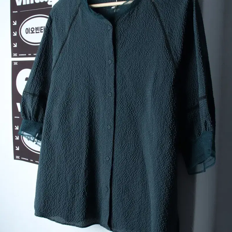 W(XL) 지센 반팔 카라 티셔츠 새상품 셔츠 남방 그린-H34837
