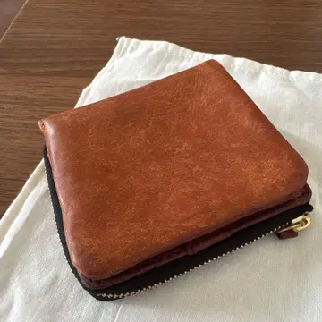가죽 접이식 지갑 브라운