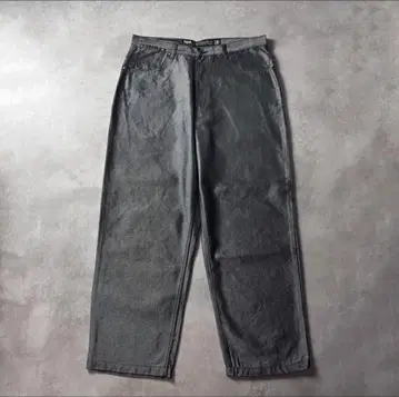 90s-00s LEAK WEAR 실버 데님 배기 초와이드 광택