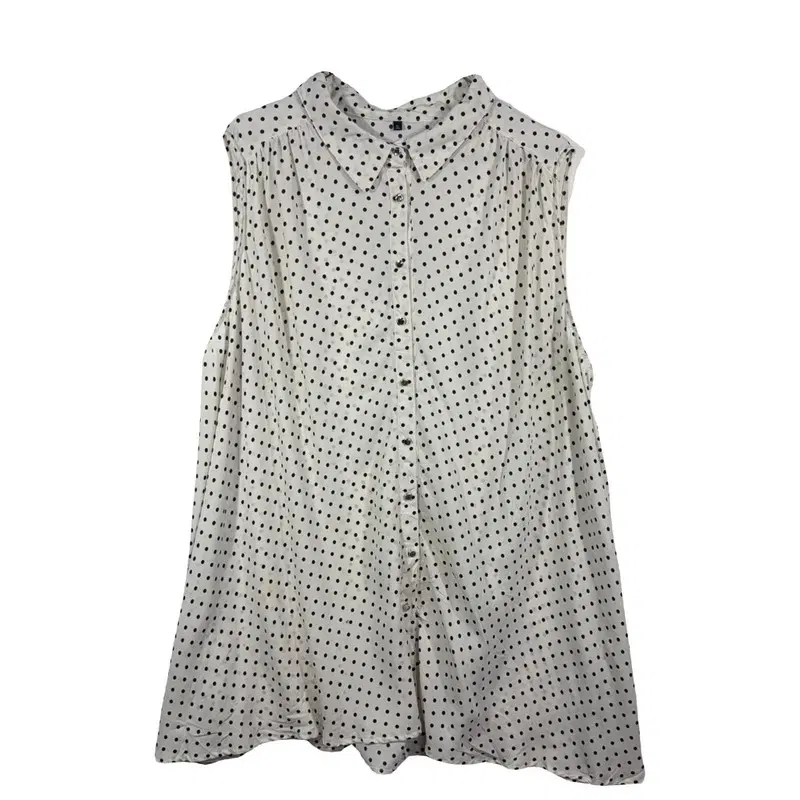 도트 패턴 민소매 롱 블라우스 원피스 [5L] 폴리에스터 100%