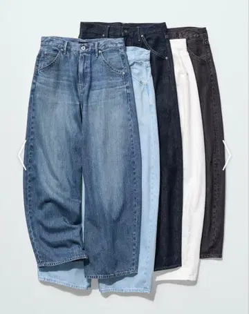 UNIQLO 배기 배럴 레그 진 블루