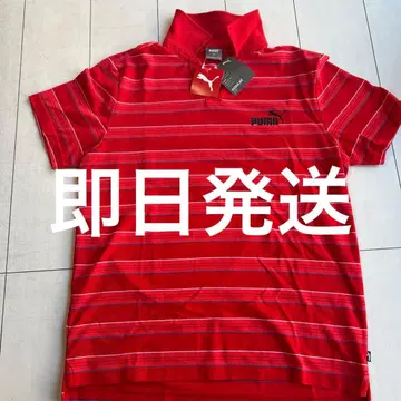 PUMA 남성용 피케 셔츠 레드 보더 XL