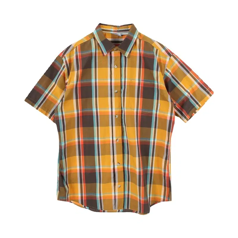 컬럼비아 (MEN - XL) 폴리 코튼 체크 패턴 반팔 셔츠
