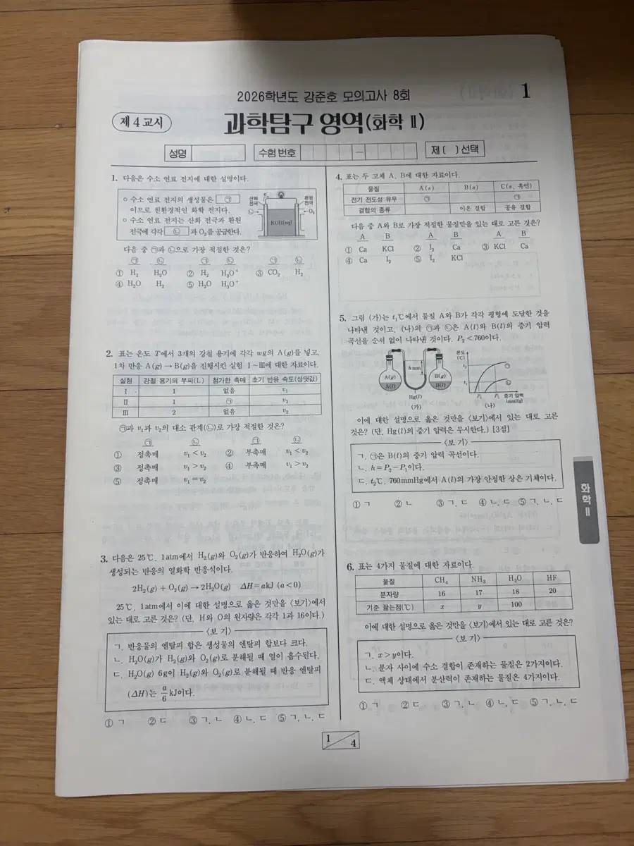 시대인재 강준호T 화학2 실전모의고사