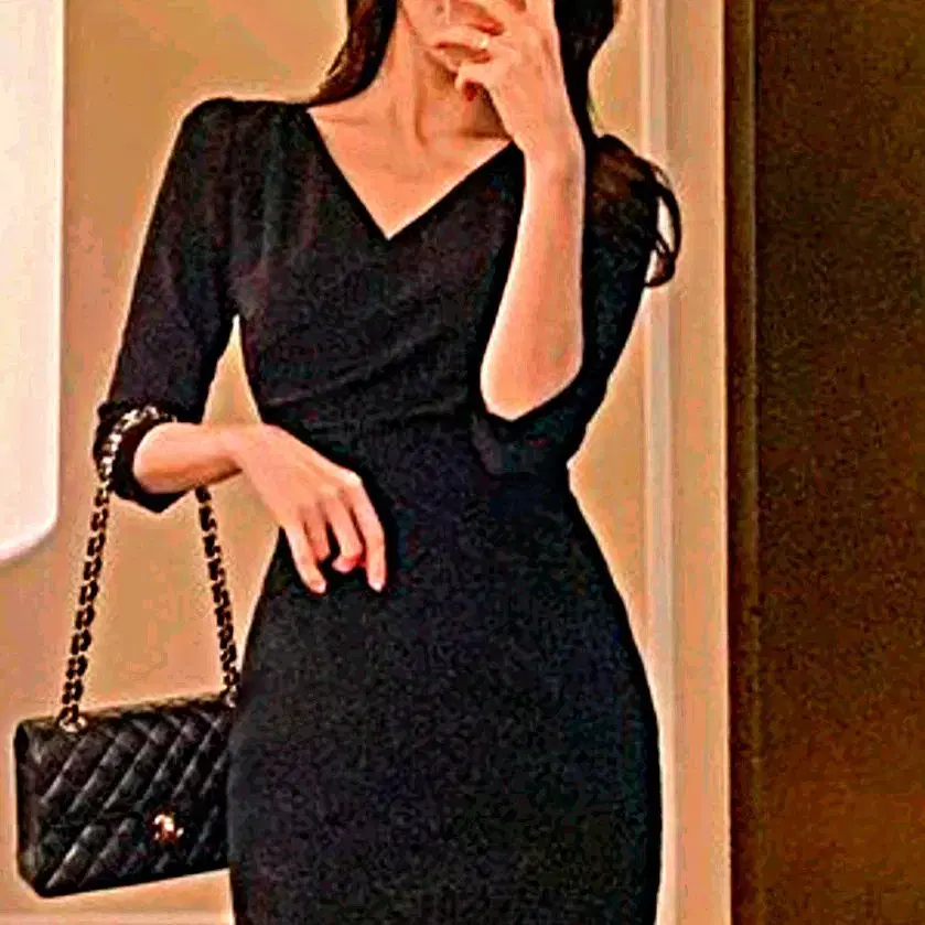 나롱쥐 캡 펄 셔링 원피스 포인트 드레스 섹시 홀복 정장 데이트룩 하객룩