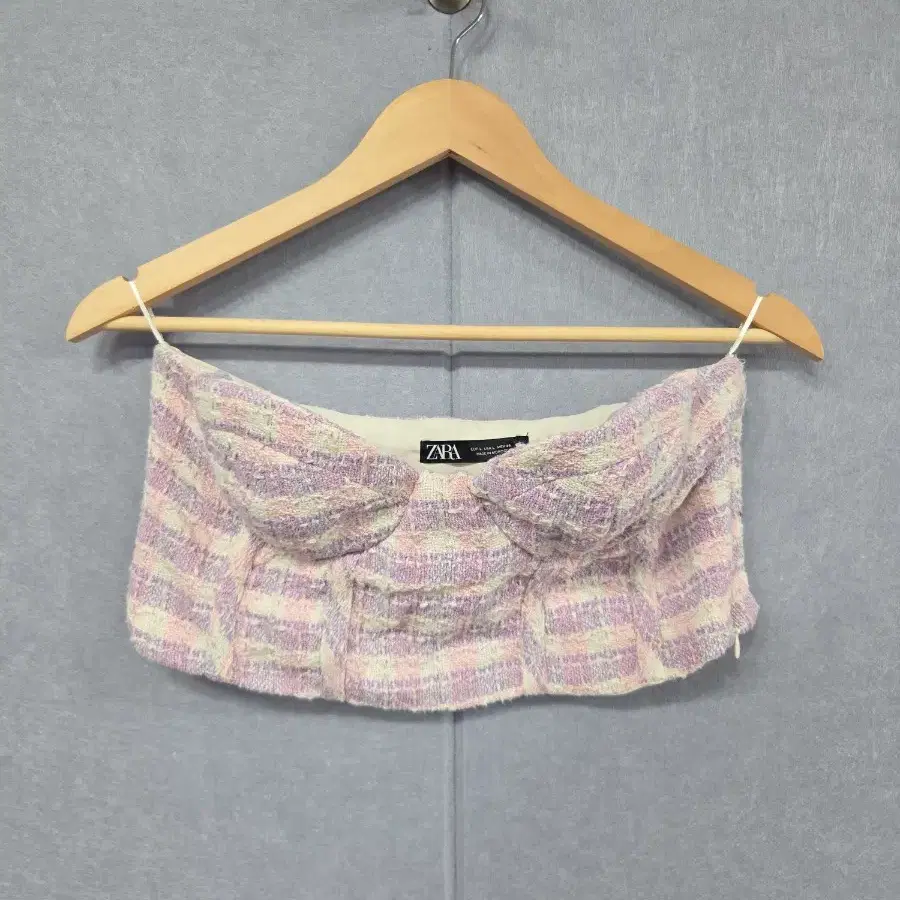 ZARA 텍스처 트위드 뷔스티에 코르셋 탑