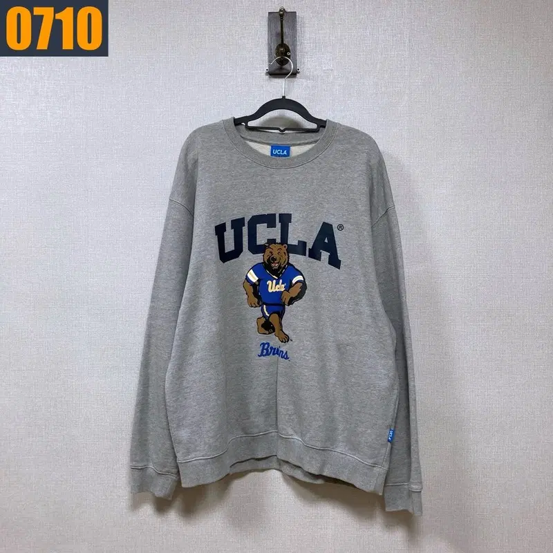 100 UCLA 빈티지 회색 베어 맨투맨