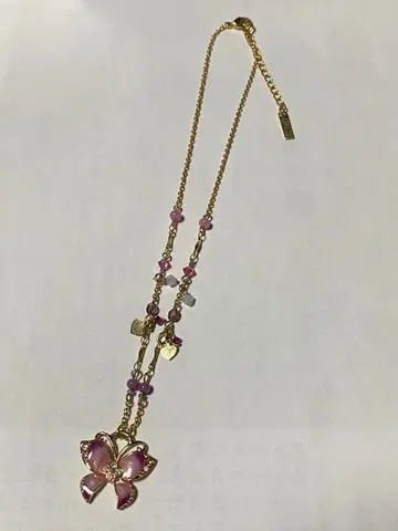 ANNA SUI 버터플라이 모티브 목걸이 골드 컬러 핑크