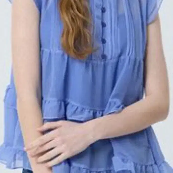 LeShop 하늘색 프릴 블라우스