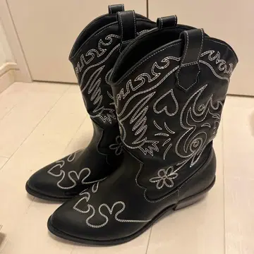 TINA:JOJUN 웨스턴 부츠 블랙 M 23cm-23.5cm