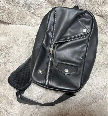schott 라이더 자켓풍 가죽 바디백 블랙 중고품