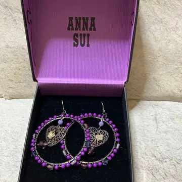 ANNA SUI 후프 귀걸이 하트 모티브 퍼플